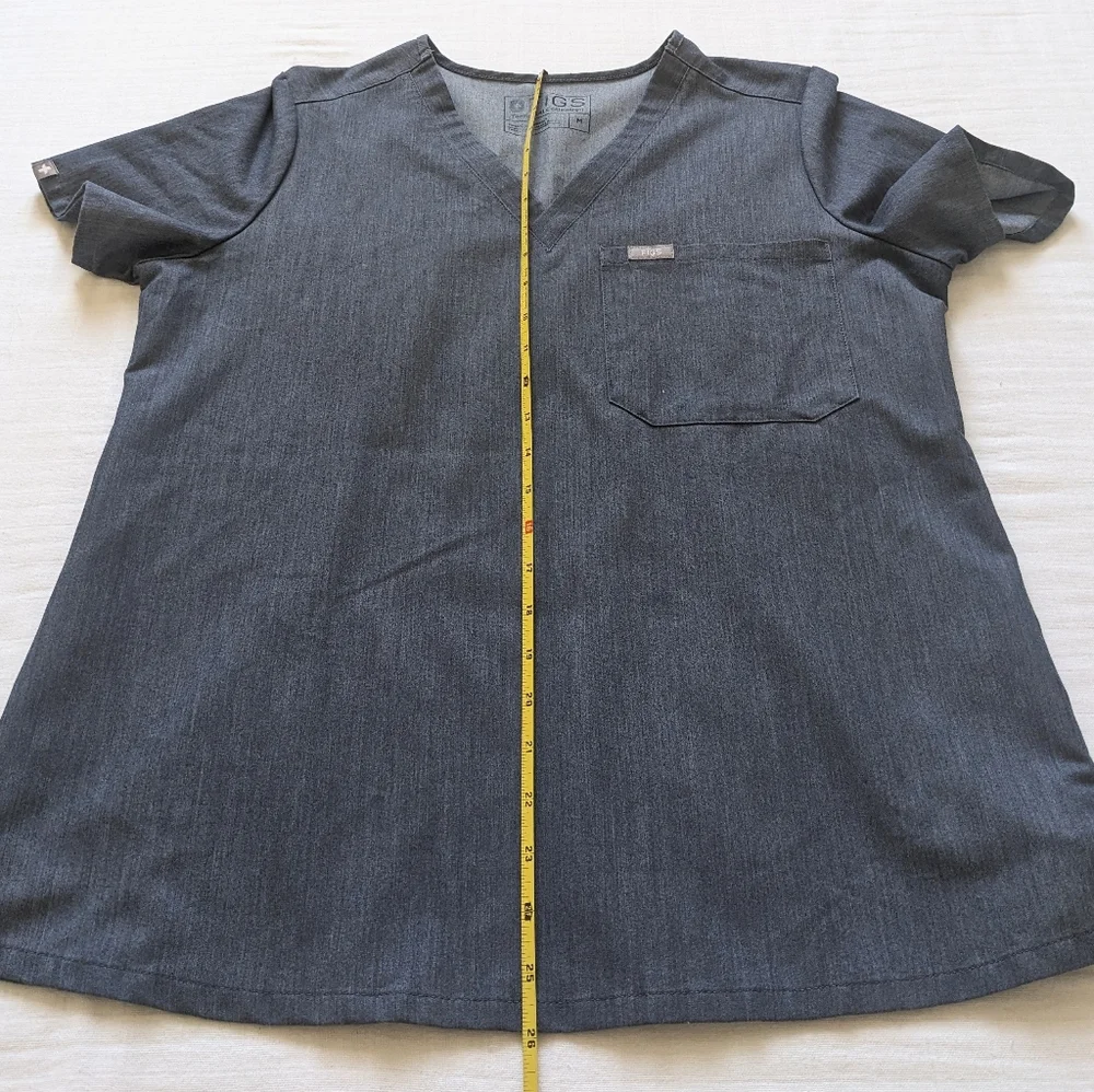 FIGS Scrub Set Heather Denim Catarina Top Yola Skinny Pants M Petite Stretch - Picture 12 of 15